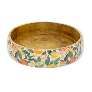 Shallow Citrus Zest Wooden Fruit Bowl | Mango Wood Salad & Serving Dish - 30cm