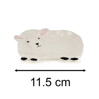 Sheep Spoon Rest, 11.5cm Ceramic Kitchen Utensil Holder Dish, Spoon Holder
