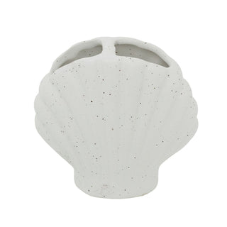 Shell Toothbrush Holder, 11cm Ceramic Speckled Coastal Bathroom Stand