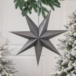 Silver Christmas Star | 7 - Pointed Silver Paper Hanging Decoration - 45cm