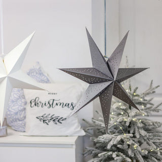 Silver Christmas Star | 7 - Pointed Silver Paper Hanging Decoration - 45cm