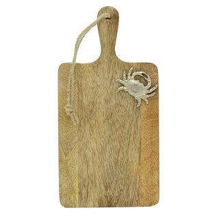 Silver Crab Mango Wood Mini Chopping Board, Nautical Wooden Serving Platter