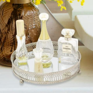 Silver Effect Mirror Tealight Candle Tray Plate 20Cm