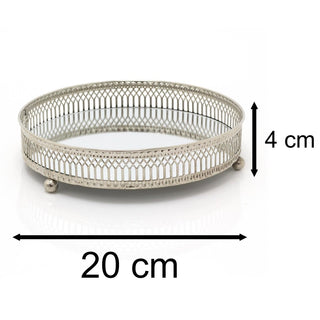 Silver Effect Mirror Tealight Candle Tray Plate 20Cm