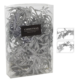 Silver Leaf Christmas Garland | Artificial Vine for Christmas Tree - 180cm