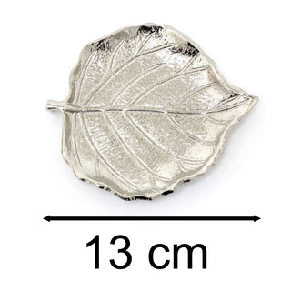 Silver Leaf Trinket Dish | Silver Aluminium Embossed Leaf Shaped Trinket Tray