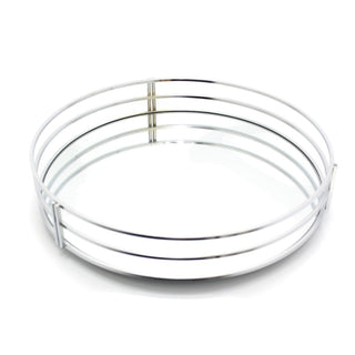 Silver Mirror Glass Metal Decorative Candle Plate Holder - Table Centrepiece Tealight Tray Perfume Display
