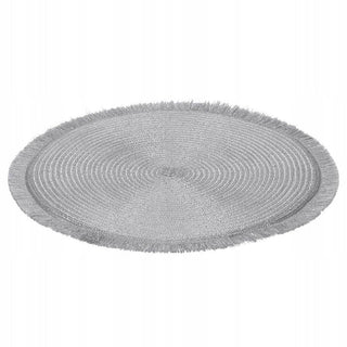 Silver Shimmer Round Placemat | Elegant Silver Woven Table Place Mat - 35cm