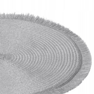Silver Shimmer Round Placemat | Elegant Silver Woven Table Place Mat - 35cm