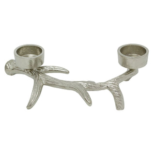 Silver Stag Antler Tealight Holder 27cm Aluminium Double Tea light Candle Holder