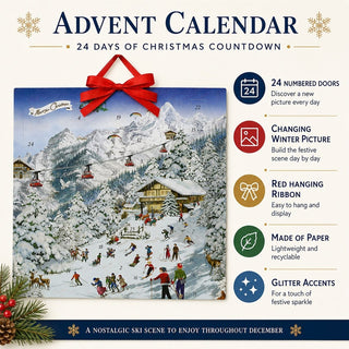 Skiing Advent Calendar, 46cm Nostalgic Mountain Large Christmas Picture Calendar