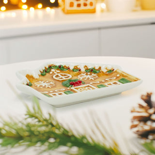 Small Ceramic Gingerbread House Plate | Gingerbread Dish Christmas Snack Plate