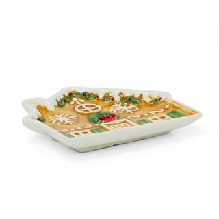 Small Ceramic Gingerbread House Plate | Gingerbread Dish Christmas Snack Plate