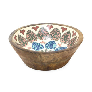 Small Meze Wooden Enamel Bowl | Moroccan Inspired Mango Wood Fruit Bowl - 20cm
