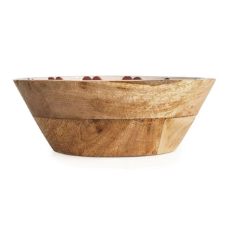 Small Meze Wooden Enamel Bowl | Moroccan Inspired Mango Wood Fruit Bowl - 20cm