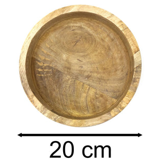 Small Round Mango Wood Fruit Bowl | Handcrafted Rustic Wooden Serving Bowl 20cm
