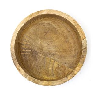 Small Round Mango Wood Fruit Bowl | Handcrafted Rustic Wooden Serving Bowl 20cm