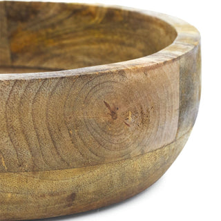 Small Round Mango Wood Fruit Bowl | Handcrafted Rustic Wooden Serving Bowl 20cm