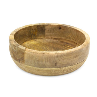 Small Round Mango Wood Fruit Bowl | Handcrafted Rustic Wooden Serving Bowl 20cm