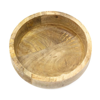 Small Round Mango Wood Fruit Bowl | Handcrafted Rustic Wooden Serving Bowl 20cm