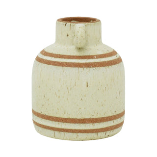 Small Rustic Round Bottle Vase, 15cm Stoneware Urn Flower Vase with Handles