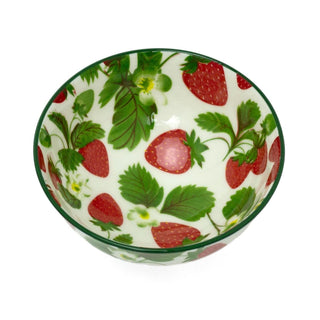 Small Strawberry Field Bowl | Ceramic Serving Bowl with Strawberry Design 12cm