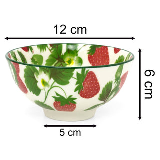 Small Strawberry Field Bowl | Ceramic Serving Bowl with Strawberry Design 12cm