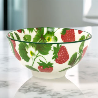 Small Strawberry Field Bowl | Ceramic Serving Bowl with Strawberry Design 12cm