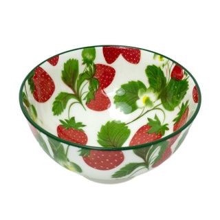 Small Strawberry Field Bowl | Ceramic Serving Bowl with Strawberry Design 12cm