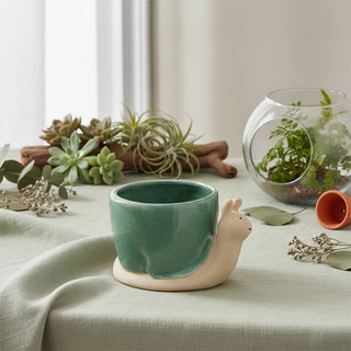 Snail Planter, 15cm Ceramic Snail - Shaped Plant Pot, Novelty Flower Pot
