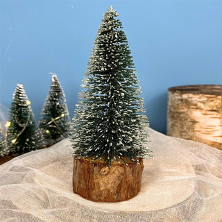 Snowy Green Mini Bottle Brush Christmas Tree | Snow - Flocked Pine Tree - 15cm