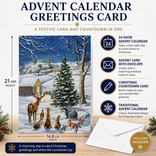 Snowy Landscape Christmas Advent Calendar Greetings Card, A5 with 24 Doors