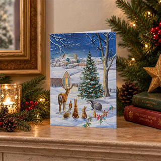 Snowy Landscape Christmas Advent Calendar Greetings Card, A5 with 24 Doors