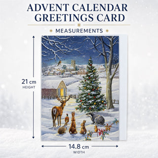 Snowy Landscape Christmas Advent Calendar Greetings Card, A5 with 24 Doors