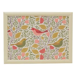Songbird Floral Lap Tray with Cushion, 43cm Bean Bag Cushioned Padded Laptray