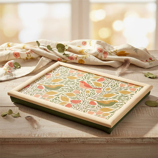 Songbird Floral Lap Tray with Cushion, 43cm Bean Bag Cushioned Padded Laptray