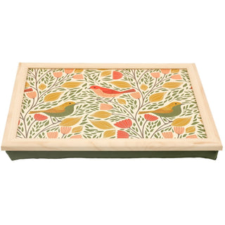 Songbird Floral Lap Tray with Cushion, 43cm Bean Bag Cushioned Padded Laptray