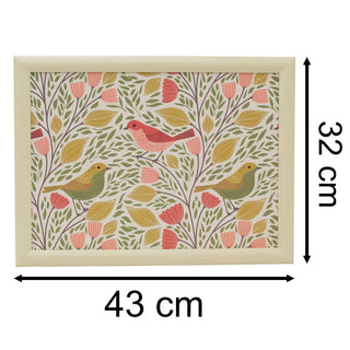 Songbird Floral Lap Tray with Cushion, 43cm Bean Bag Cushioned Padded Laptray