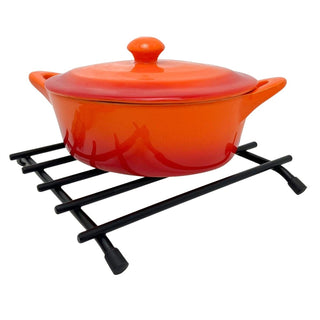 Square Black Metal Trivet, 20cm Hot Pan Stand Heat Resistant Kitchen Mat