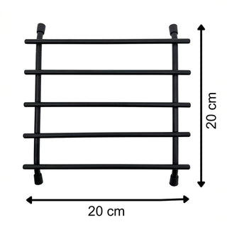 Square Black Metal Trivet, 20cm Hot Pan Stand Heat Resistant Kitchen Mat