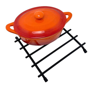 Square Black Metal Trivet, 20cm Hot Pan Stand Heat Resistant Kitchen Mat