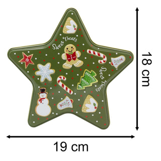 Star - Shaped Christmas Tin Storage Boxes | Cookie Biscuit Tin Star Gift Box 19cm