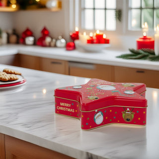 Star - Shaped Christmas Tin Storage Boxes | Cookie Biscuit Tin Star Gift Box 19cm