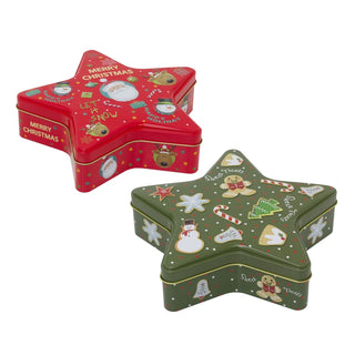 Star - Shaped Christmas Tin Storage Boxes | Cookie Biscuit Tin Star Gift Box 19cm