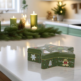 Star - Shaped Christmas Tin Storage Boxes | Cookie Biscuit Tin Star Gift Box 19cm