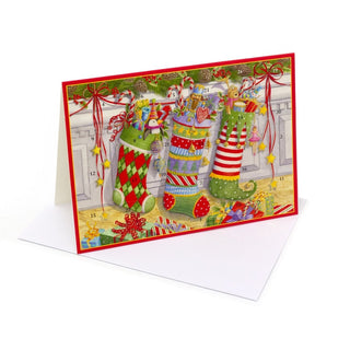 Stocking on the Mantle Advent Calendar Card with Envelope | Christmas Calendar