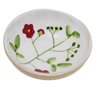 Stoneware Red Flower Mini Bowl, 11cm Durable Small Serving Dish for Snacks