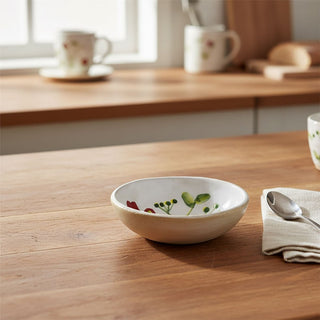 Stoneware Red Flower Mini Bowl, 11cm Durable Small Serving Dish for Snacks