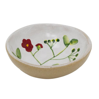 Stoneware Red Flower Mini Bowl, 11cm Durable Small Serving Dish for Snacks