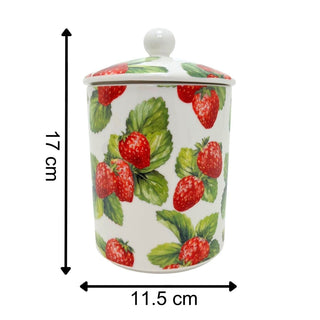 Strawberry Field Storage Jar, 720ml Ceramic Airtight Kitchen Container